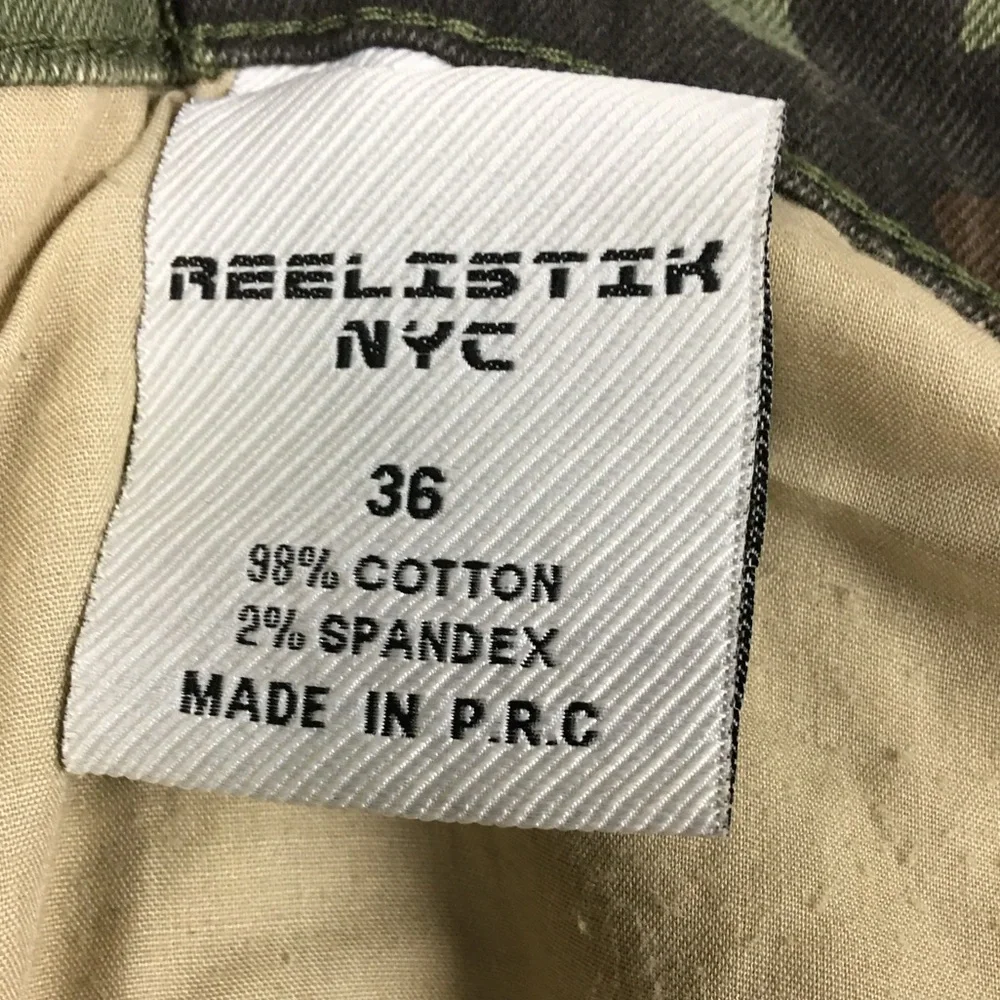 Reelistik NYC Green Camo Cargo Jeans-Army Stretch Zipper Cargo Split Jeans Sz 36